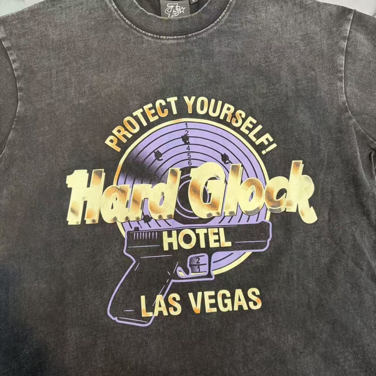 TRIPLE SEVENS Hard Glock Hotel Las Vegas Washed Graphic T-Shirt ¡ª detail