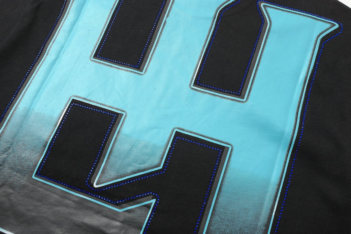 Life Hustlere Blue & White Graphic Black T-Shirt ¡ª detail