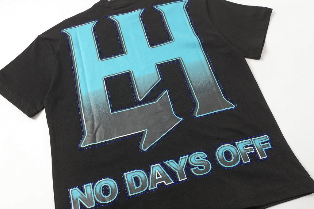 Life Hustlere Blue & White Graphic Black T-Shirt ¡ª detail
