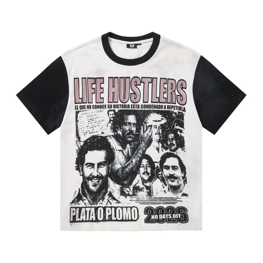 Life Hustlere Contrast-Sleeve Graphic T-Shirt ¡ª hero