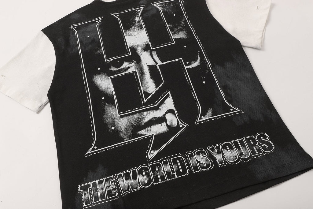 Life Hustlere Rhinestone Graphic Two-Tone T-Shirt ¡ª detail