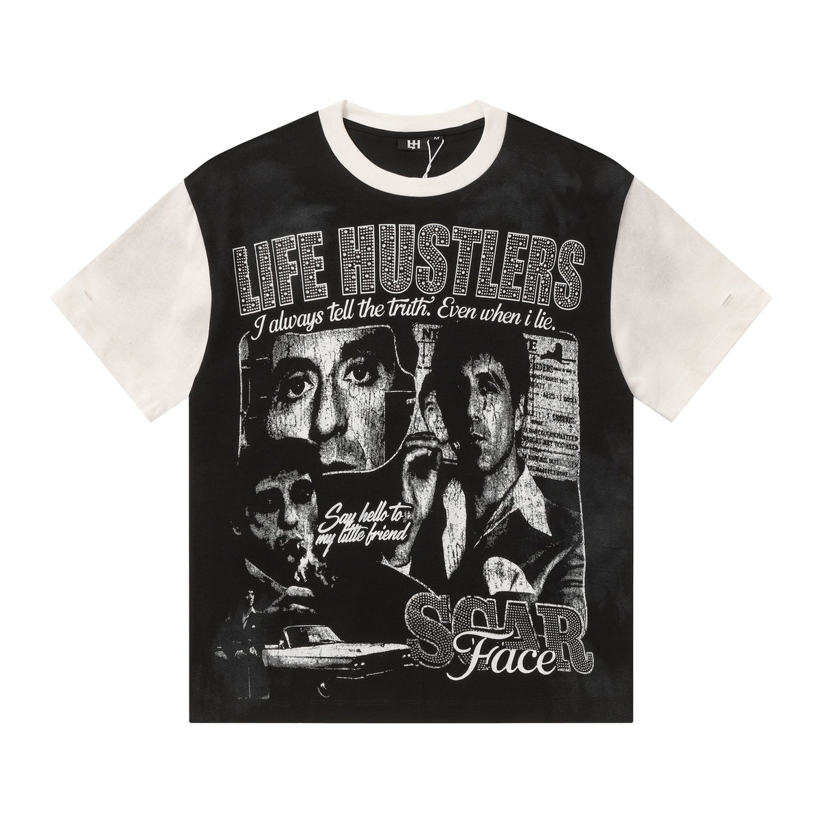 Life Hustlere Rhinestone Graphic Two-Tone T-Shirt ¡ª hero