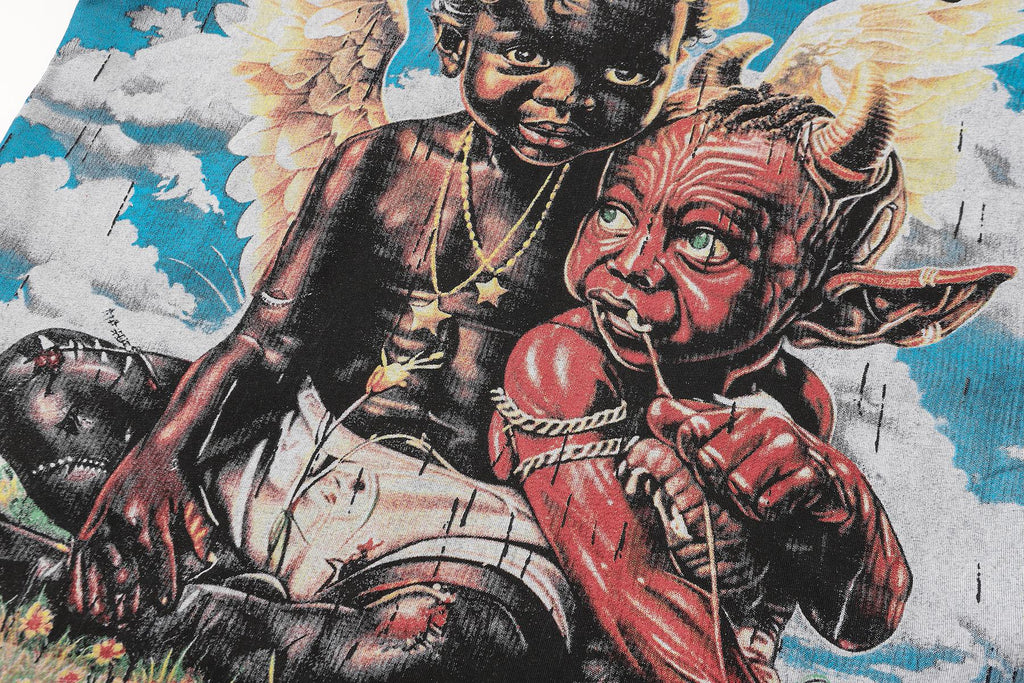 SAINT Washed Black Global Graphic T-Shirt ¡ª detail