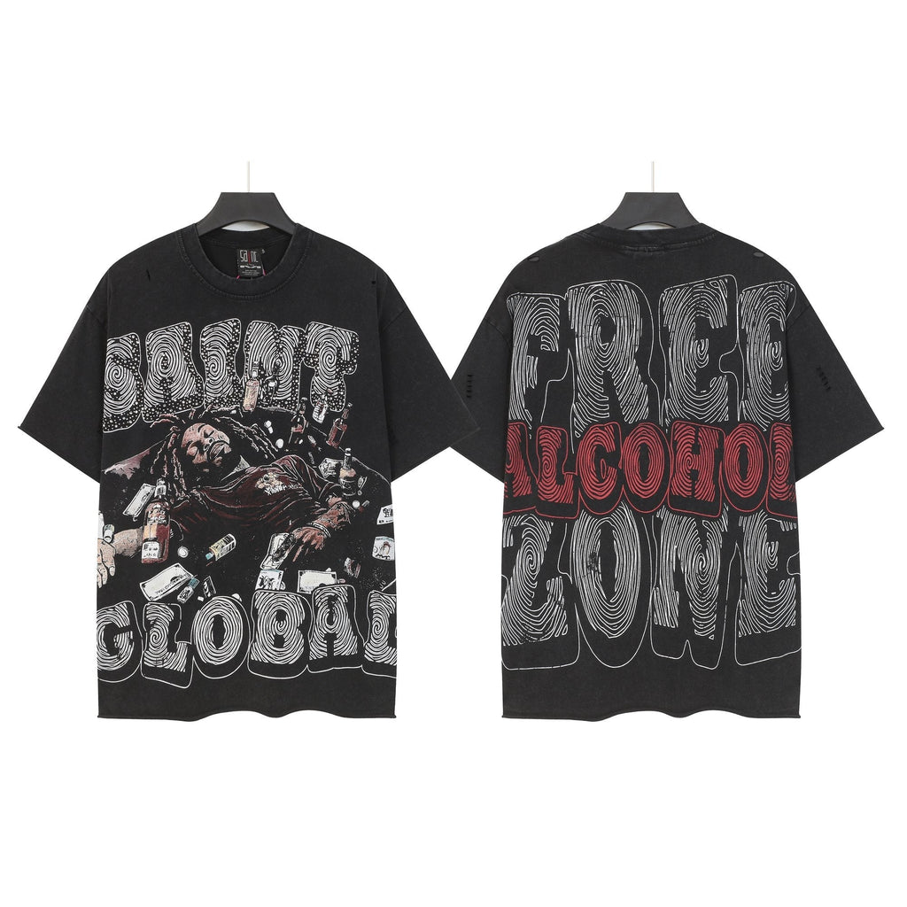 SAINT Free Alcohol Washed Black Graphic T-Shirt ¡ª hero