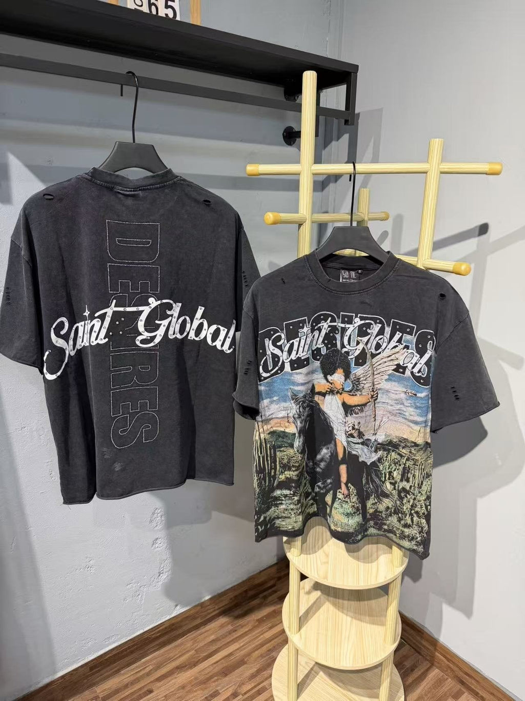SAINT Rider & De Ores Graphic Washed Black T-Shirt ¡ª context