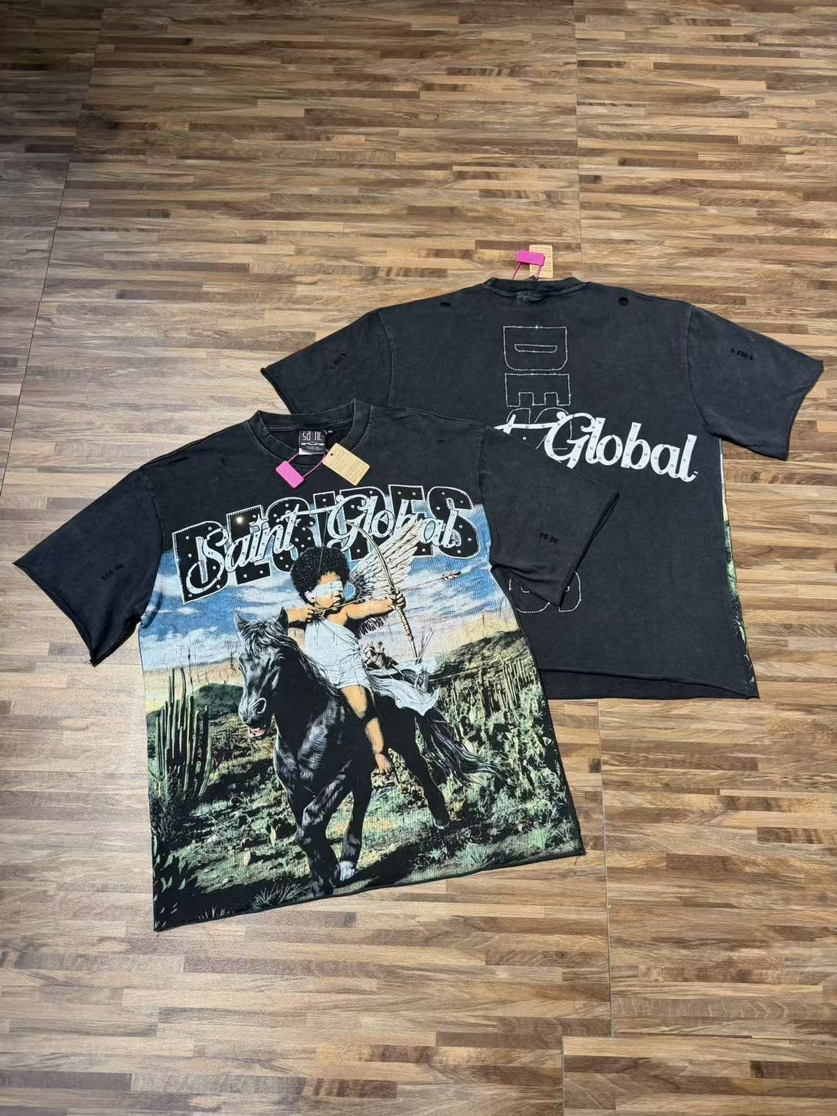 SAINT Rider & De Ores Graphic Washed Black T-Shirt ¡ª context