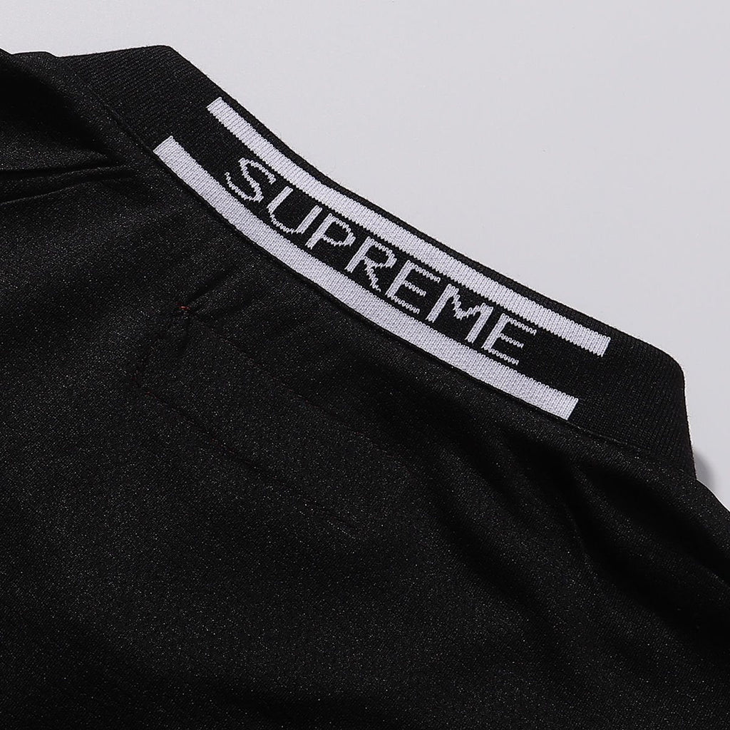 Supreme Black Soccer-Inspired Jersey Graphic T-Shirt ¡ª neck_label