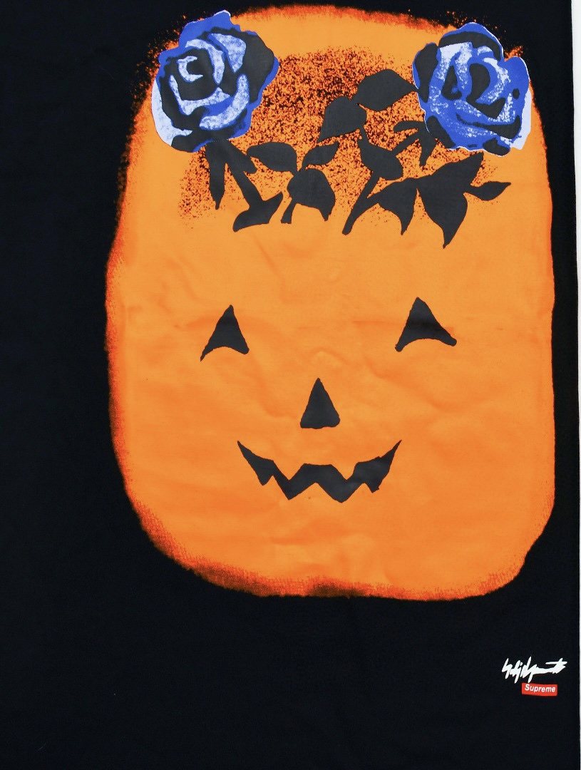 Supreme Pumpkin Face & Blue Rose Graphic T-Shirt ¡ª detail
