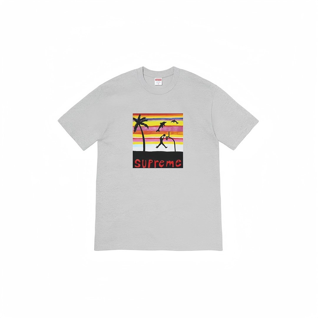 Supreme Spiral Sunset Palm Graphic T-Shirt ¡ª front