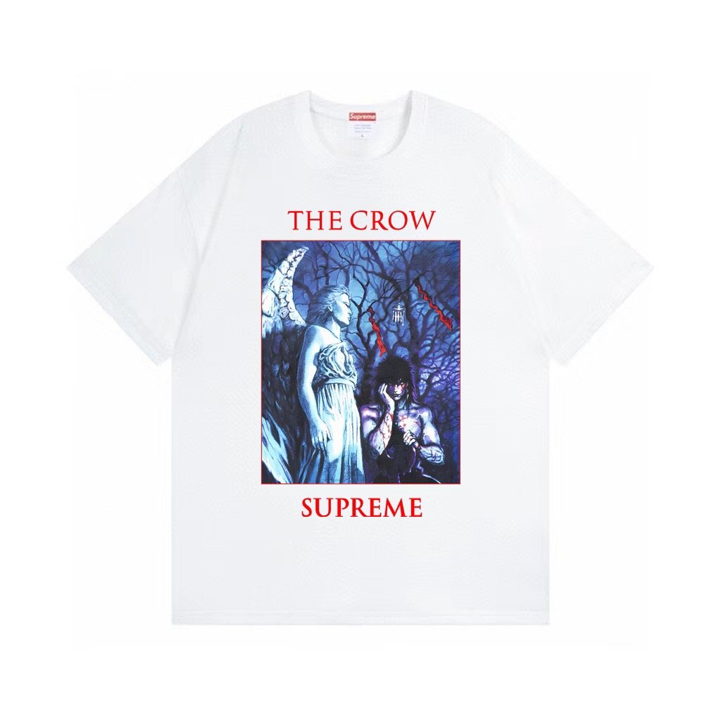 Supreme Crow Angel & Demon Graphic Short-Sleeve T-Shirt ¡ª front
