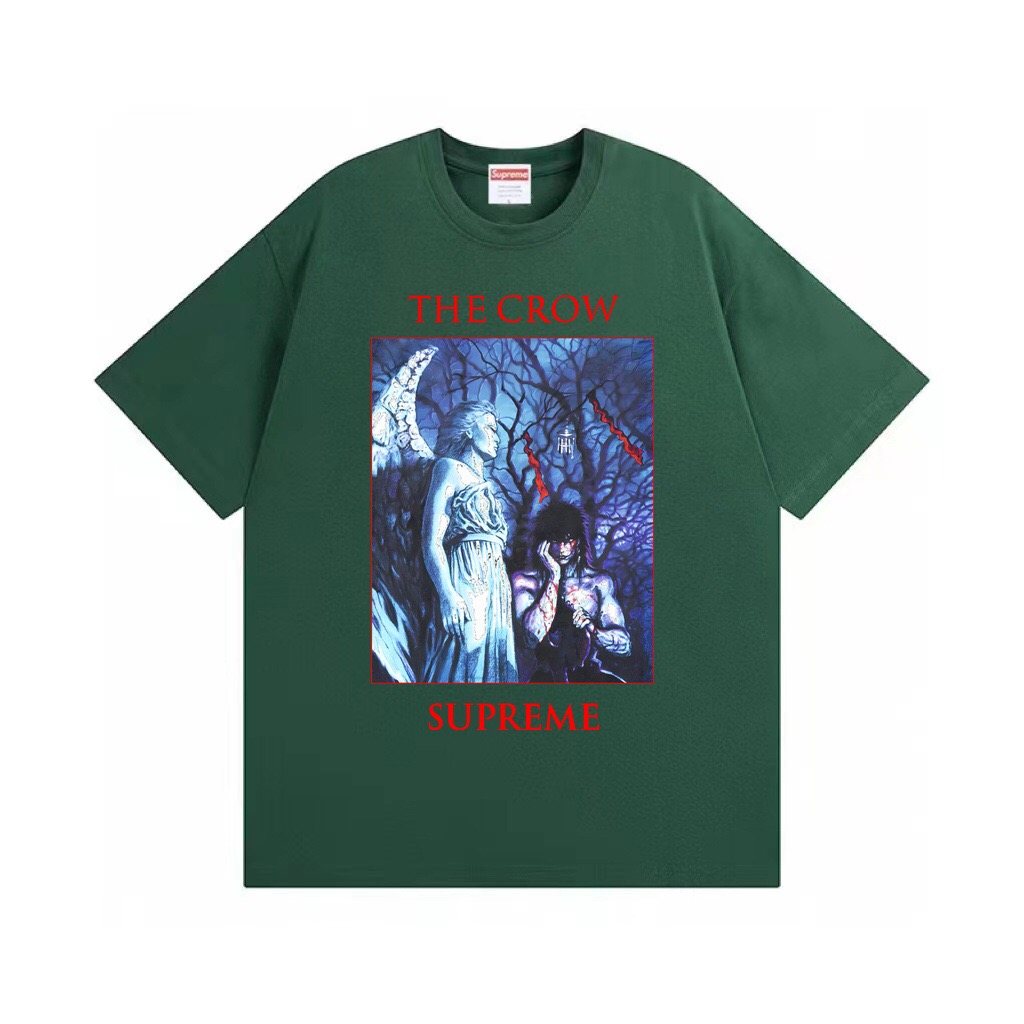 Supreme Crow Angel & Demon Graphic Short-Sleeve T-Shirt ¡ª front