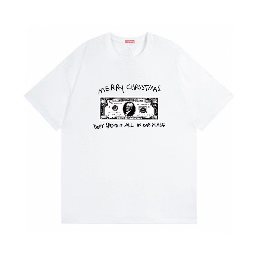 Supreme Merry Christmas Money Graphic T-Shirt ¡ª front