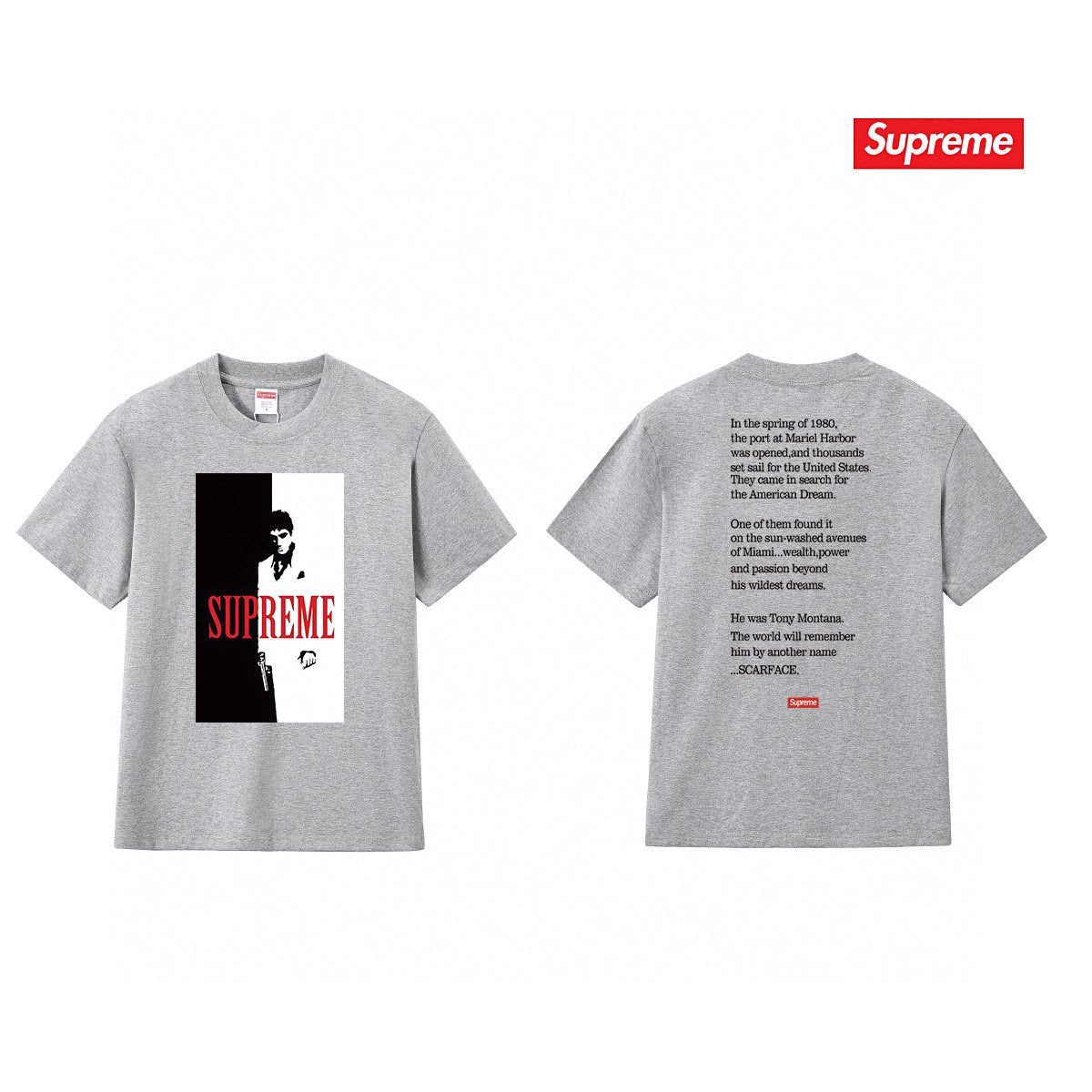 Supreme Scarface Movie Poster Graphic Short-Sleeve T-Shirt ¡ª comparison