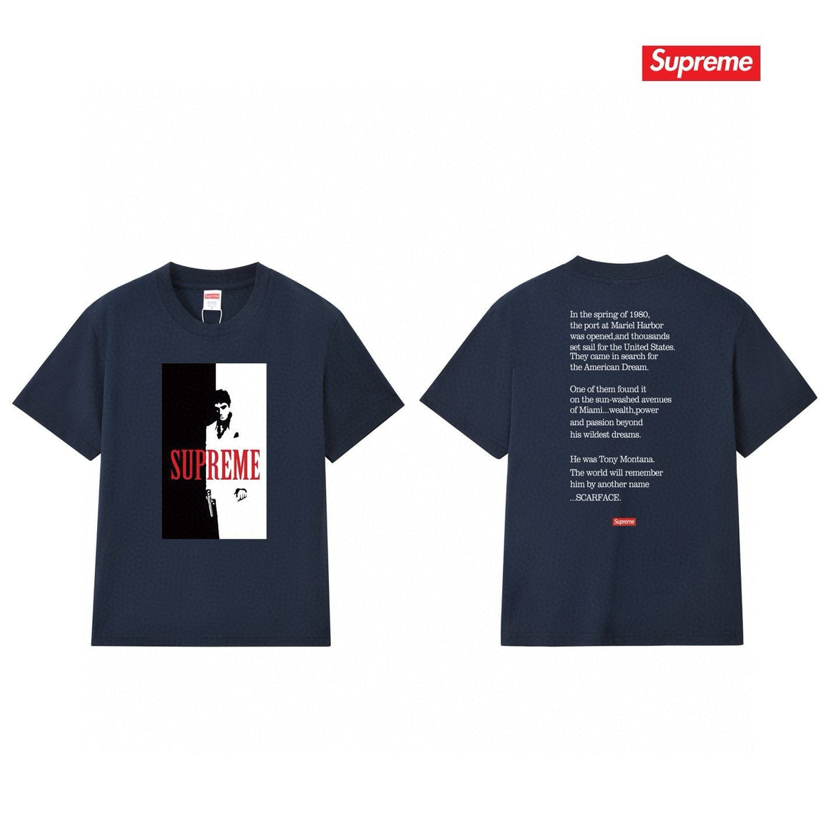 Supreme Scarface Movie Poster Graphic Short-Sleeve T-Shirt ¡ª comparison