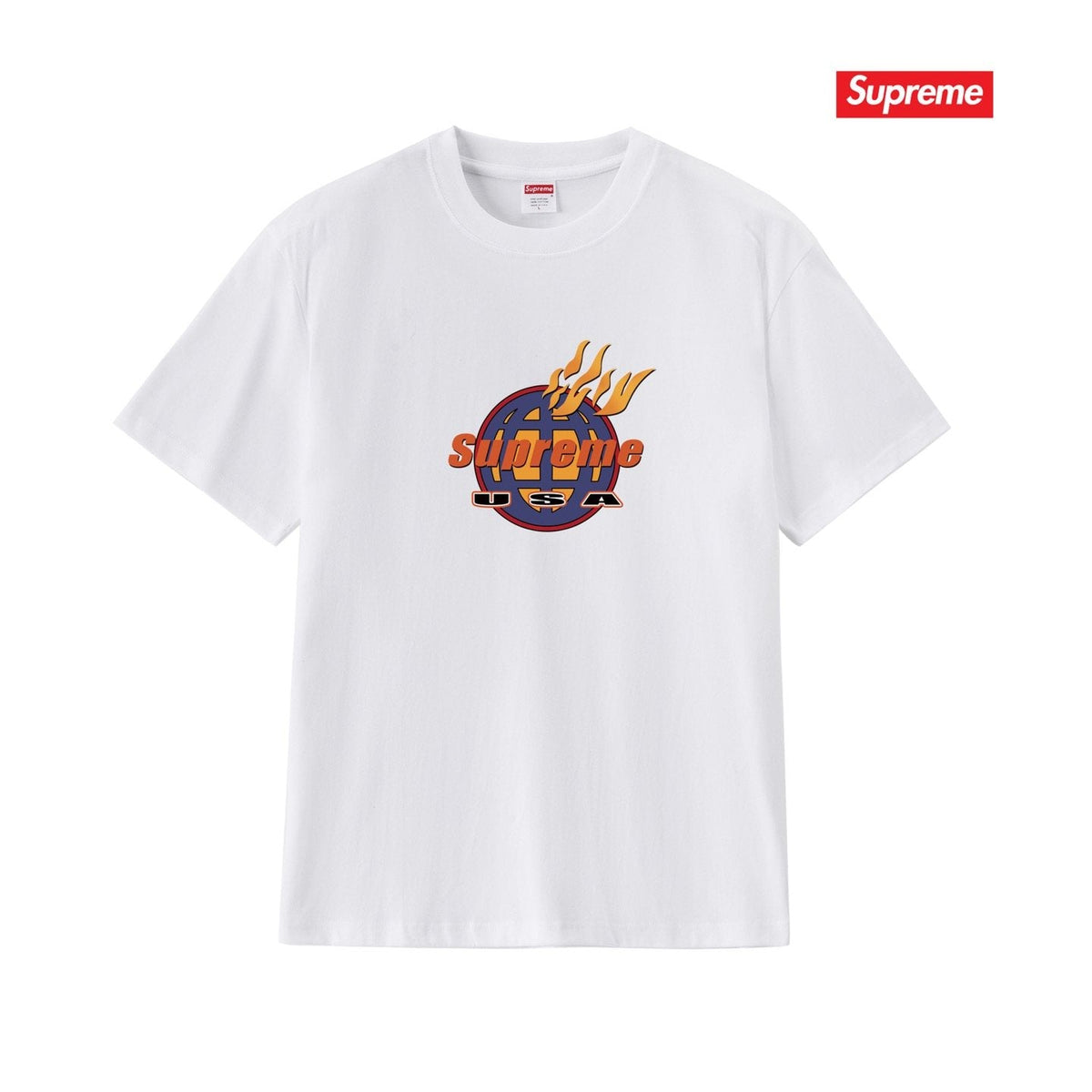 Supreme Flame Globe Graphic Short-Sleeve T-Shirt ¡ª front