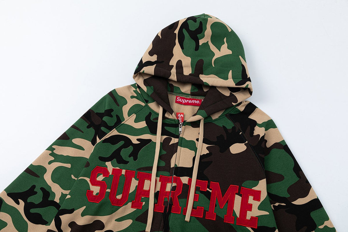 Supreme Green Camo Zip Hoodie ¡ª front