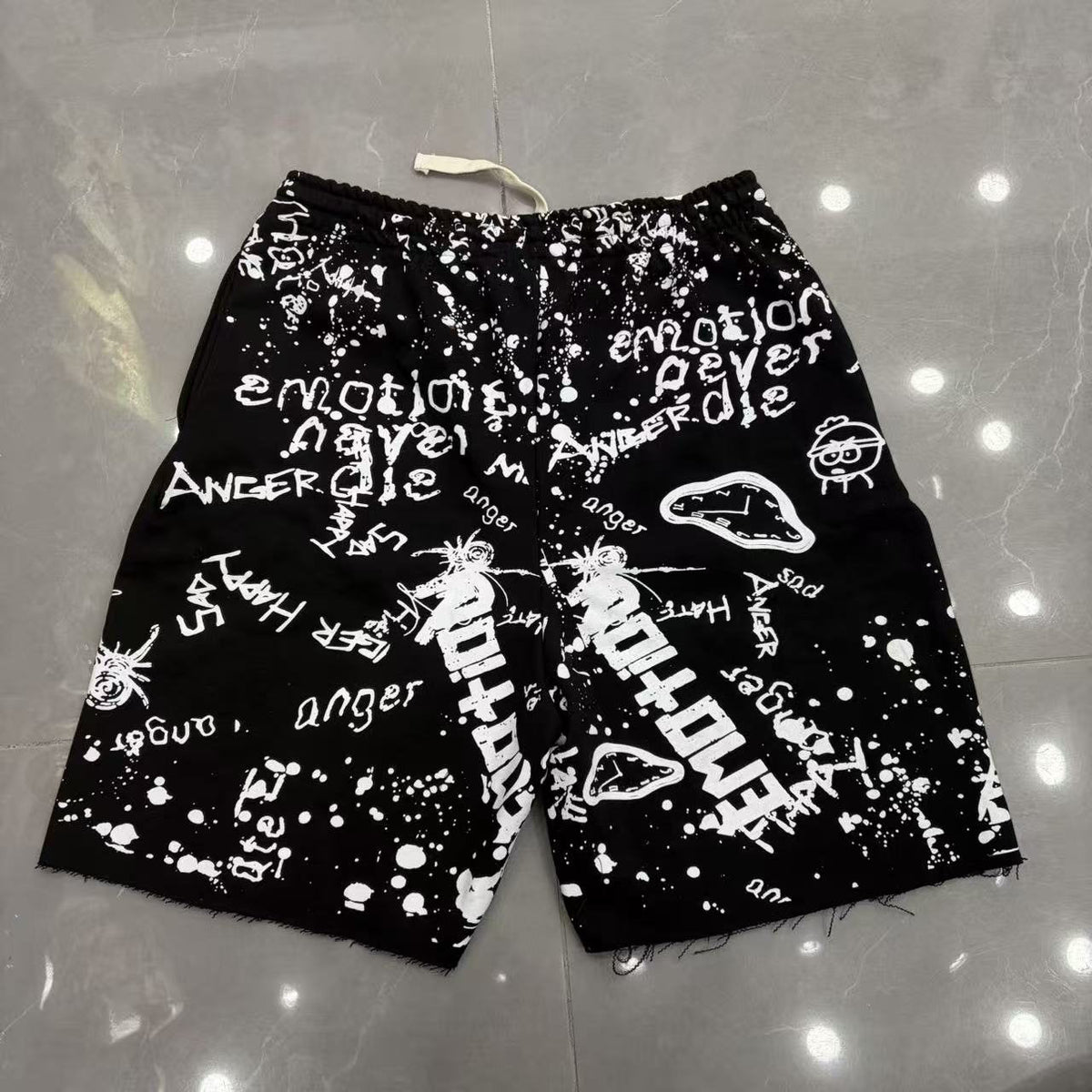 MIXED EMOTION Graffiti Paint Splatter Drawstring Shorts ¡ª back