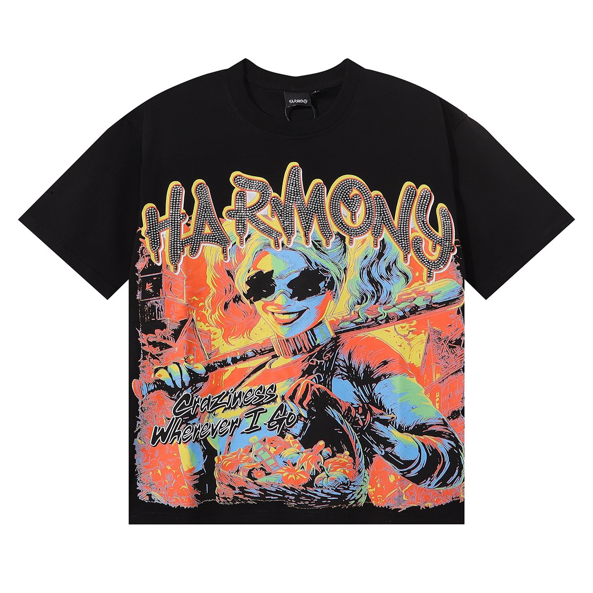 HARMONY Baseball Player Rhinestone Graphic T-Shirt ¡ª hero