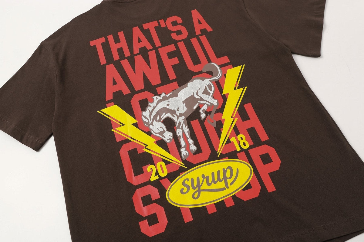 THAT'S A AWFUL LOT OF COUGH SYRUP Bull Lightning Graphic T-Shirt ¡ª detail