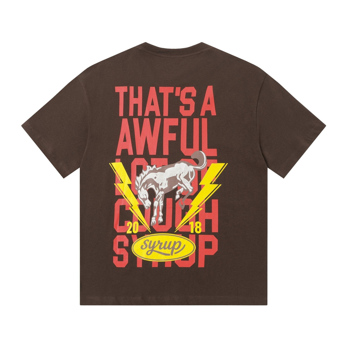 THAT'S A AWFUL LOT OF COUGH SYRUP Bull Lightning Graphic T-Shirt ¡ª back