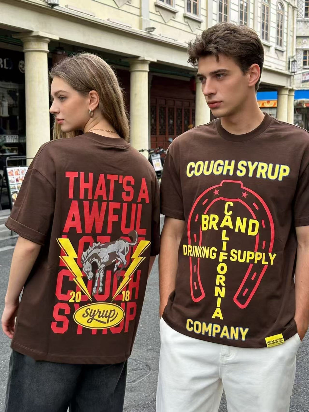 THAT'S A AWFUL LOT OF COUGH SYRUP Bull Lightning Graphic T-Shirt ¡ª context