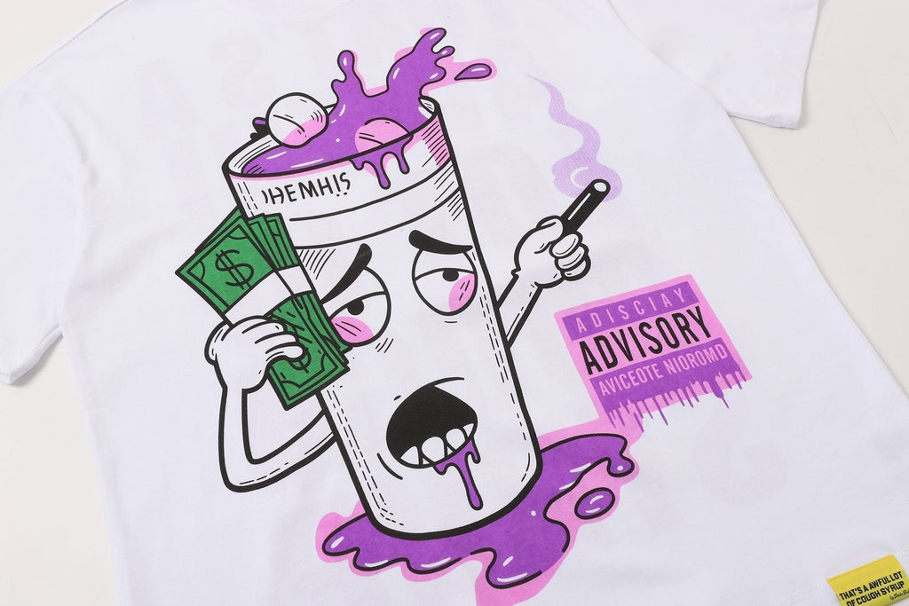 THAT'S A AWFUL LOT OF COUGH SYRUP White Front & Back Graphic T-Shirt ¡ª detail