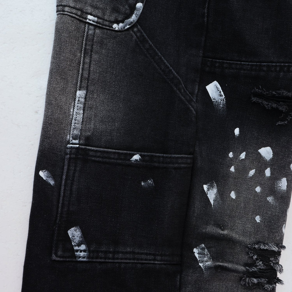 Valley Dreams Distressed Paint-Splatter Jeans ¡ª detail