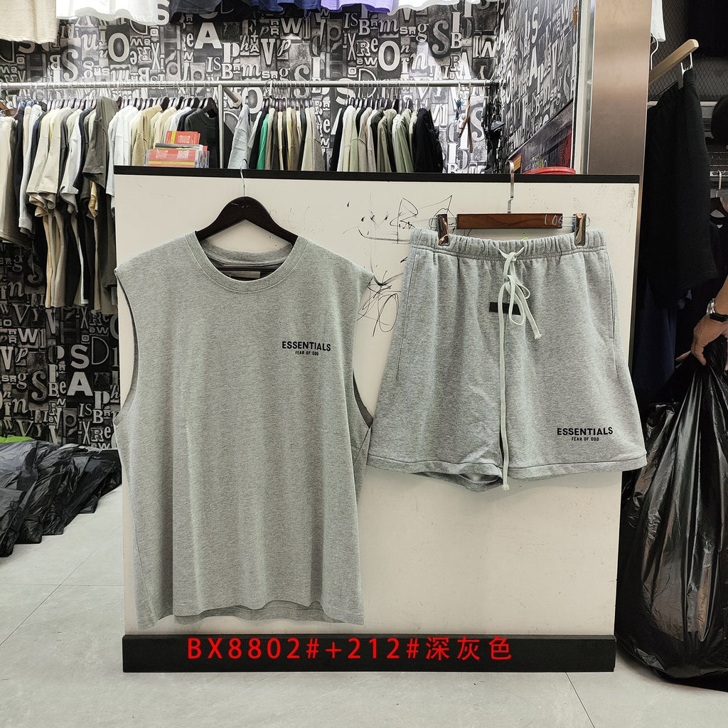 ESSENTIALS Sleeveless Top & Drawstring Shorts Set ¡ª front