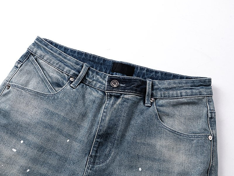 R+A Light Blue Paint Splatter Jeans ¡ª detail