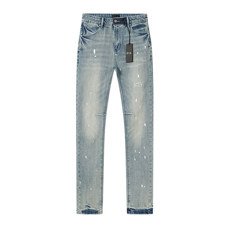 R+A Light Blue Paint-Splatter Distressed Jeans ¡ª front