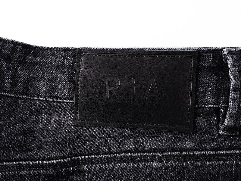 R+A Cross-Stud Washed Black Jeans ¡ª detail