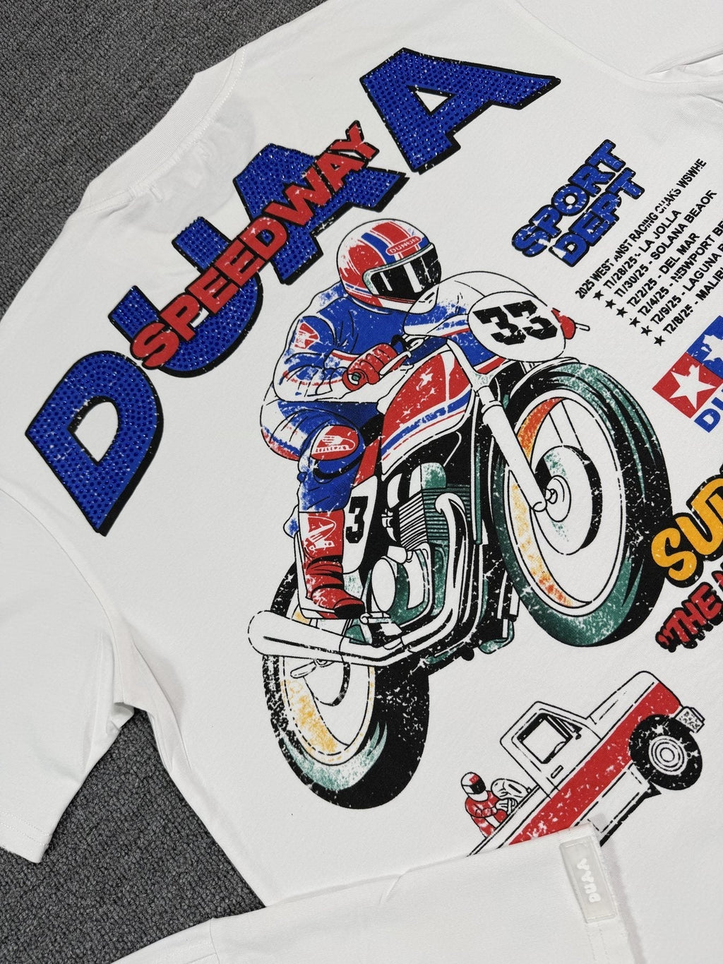 DUAA Speedway Motorcycle Racing Graphic T-Shirt ¡ª detail