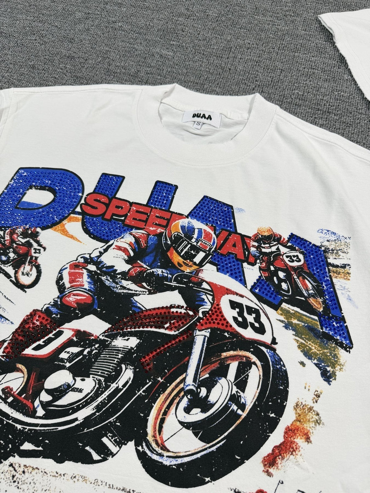 DUAA Speedway Motorcycle Racing Graphic T-Shirt ¡ª detail