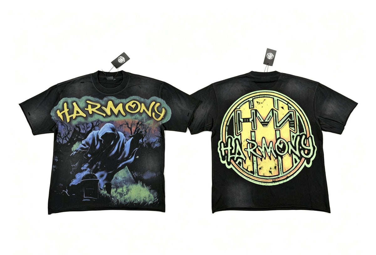 HARMONY New Age Black Front & Back Graphic T-Shirt ¡ª hero