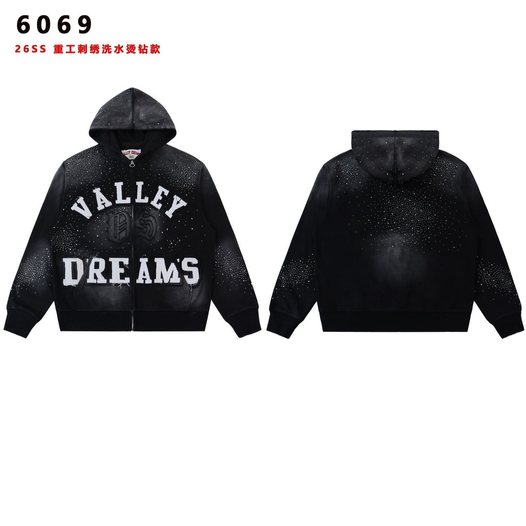 Valley Dreams Washed Rhinestone Zip Hoodie ¡ª hero