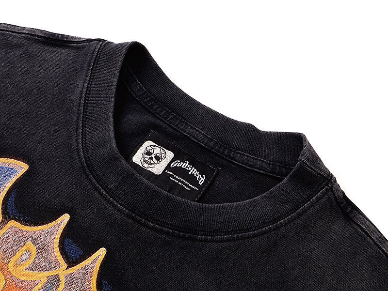 Godspeed Out of Many One Washed Black Graphic T-Shirt ¡ª neck_label