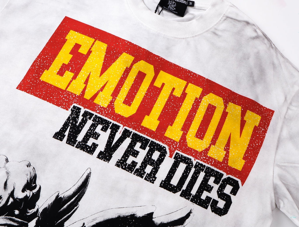 MIXED EMOTION Washed White Front & Back Graphic T-Shirt ¡ª detail