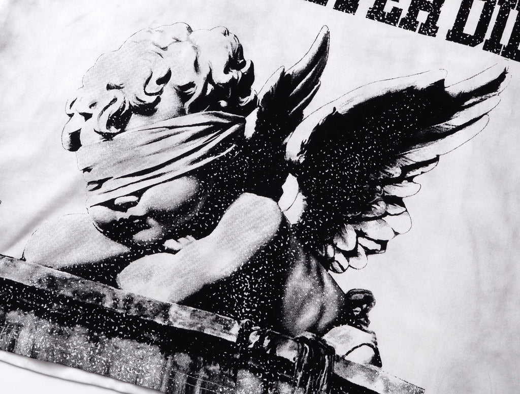 MIXED EMOTION Washed White Front & Back Graphic T-Shirt ¡ª detail