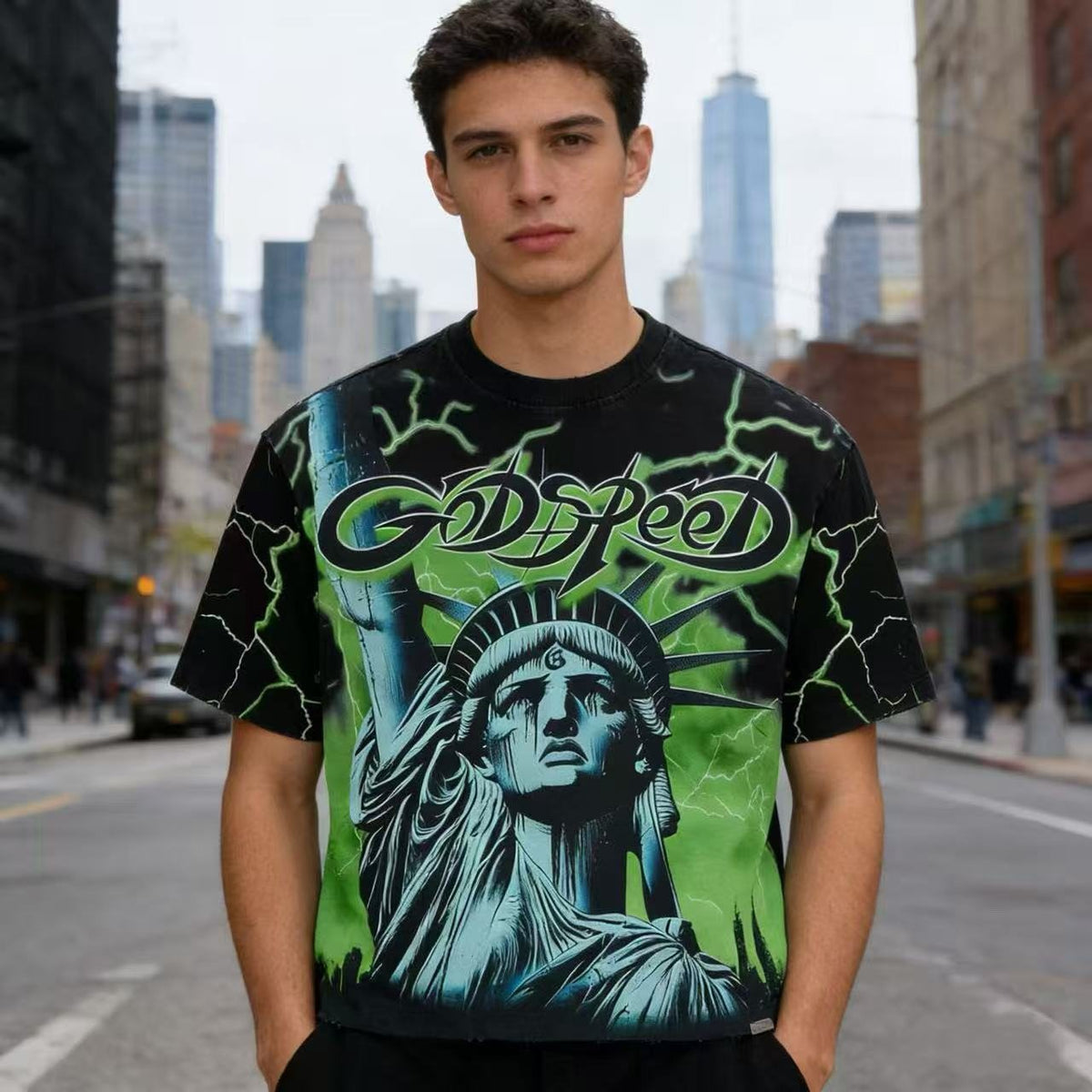 Godspeed Statue of Liberty Graphic T-Shirt ¡ª front