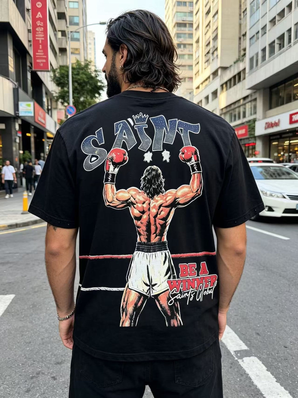 SAINT Boxer Winner Graphic T-Shirt ¡ª model