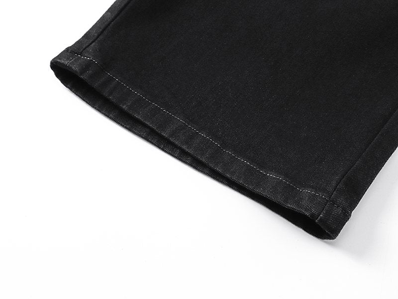 AMIRI Black Rhinestone Script Denim Shorts ¡ª detail