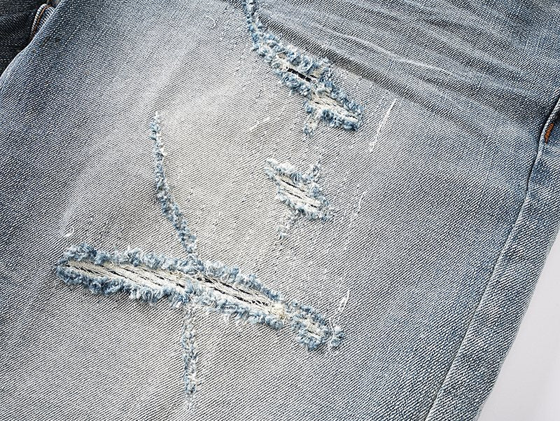 AMIRI Logo Graphic Light Blue Denim Shorts ¡ª detail