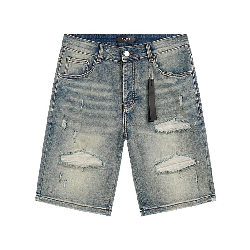 AMIRI Light Blue Distressed Denim Shorts ¡ª hero