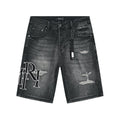 AMIRI Collegiate Graphic Denim Shorts - Black ¡ª hero