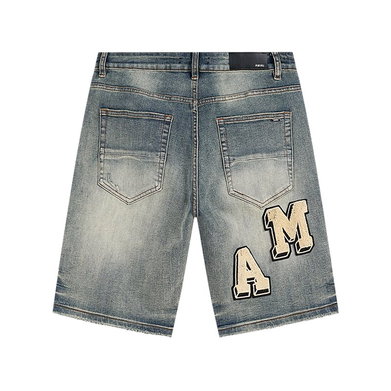 AMIRI Light Blue Letter Patch Denim Shorts ¡ª back