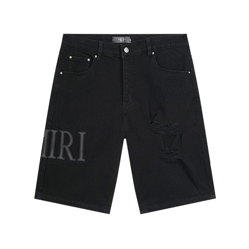 AMIRI Distressed Black Denim Shorts ¡ª hero