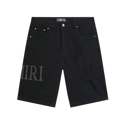AMIRI Distressed Black Denim Shorts ¡ª hero