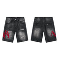 AMIRI Washed Black Embroidered Denim Shorts ¡ª hero