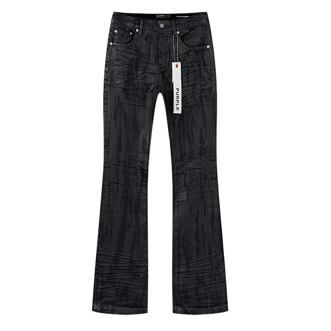 Purple Brand Black Coated Crinkle Bootcut Jeans ¡ª hero