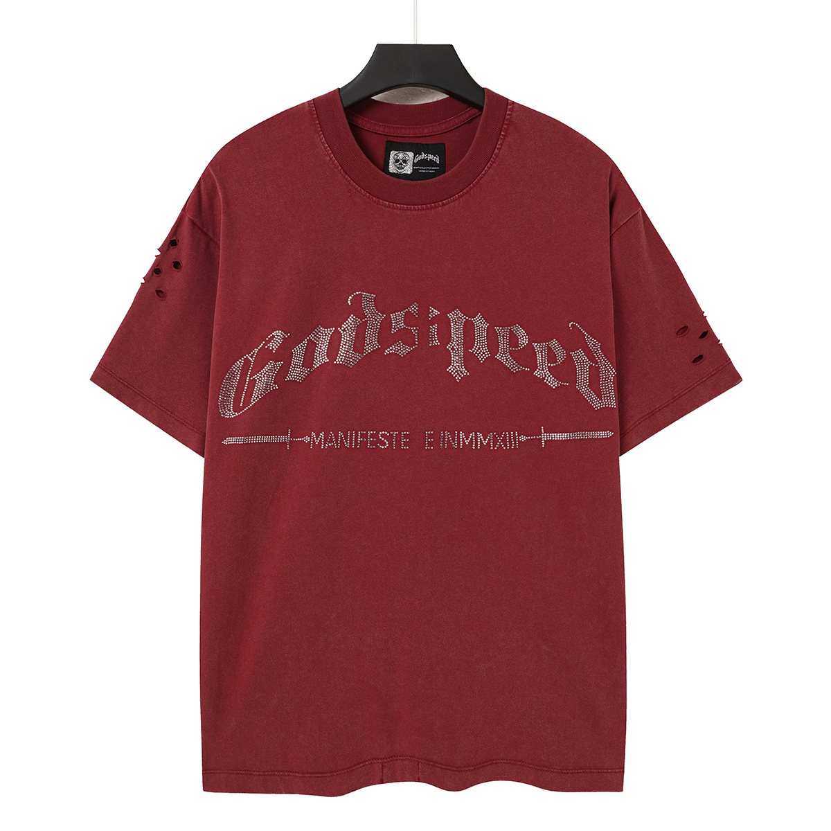 Godspeed Washed Rhinestone Graphic T-Shirt ¡ª front